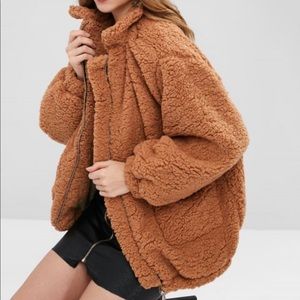 Zaful tan teddy coat